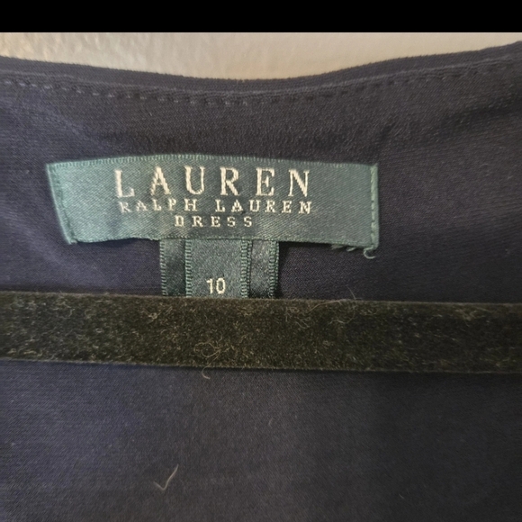 Lauren Ralph Lauren Women's Black and Blue Midi Dress. Sz 10 Preppy Office - Picture 4 of 5